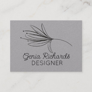 Minimale botanische Lily Flower Designer Grey Visitekaartje