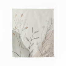 Minimale botanische wandklok – Abstracte wilde blo