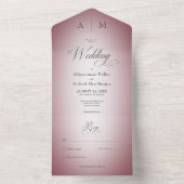 Minimale Bourgogne & White Blur Modern No Dinner All In One Uitnodiging (Binnen)