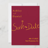 Minimale Bourgondische en gouden elegante chique b Save The Date (Voorkant)