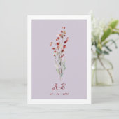 Minimale Bourgondische rode bloemen bruiloft Kaart (Staand voorkant)