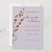 Minimale Bourgondische rode bloemen bruiloft Kaart (Achterkant)