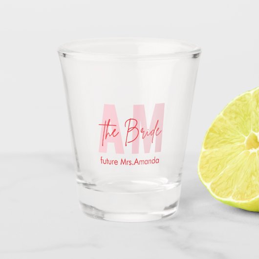 Minimale bruid | Custom Future Mrs Initialen Shot Glas (Voorkant)