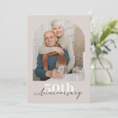 Minimale bruiloft Arch Beige 50th trouwdag Kaart (Staand voorkant)