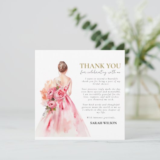 Minimale bruiloft bruidsfeest bedankt kaart (Staand voorkant)