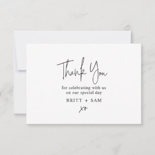 Minimale bruiloft Dank u handgeschreven script Bedankkaart