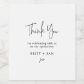 Minimale bruiloft Dank u handgeschreven script Wijn Etiket (Enkel label)