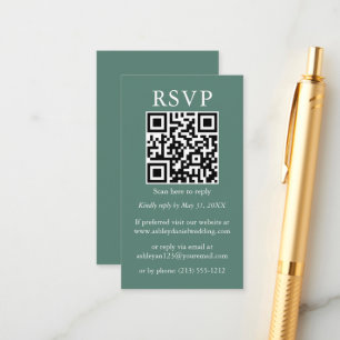 Minimale bruiloft Eenvoudige QR RSVP Eucalyptus Gr Informatiekaartje