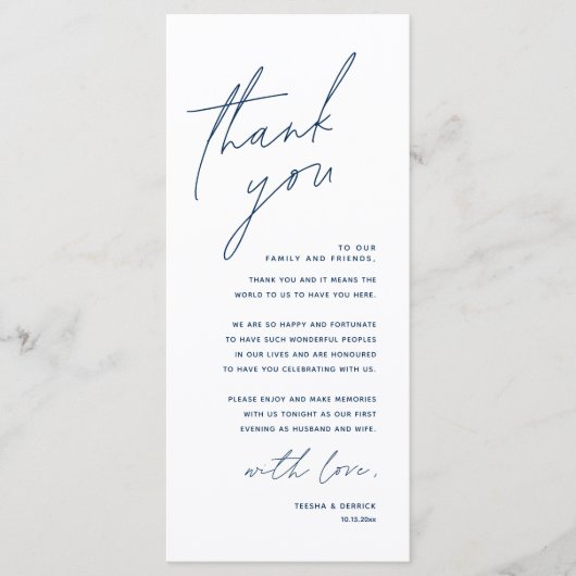 Minimale bruiloft Plaats instelling Hartelijk dank Programma (Voorkant)