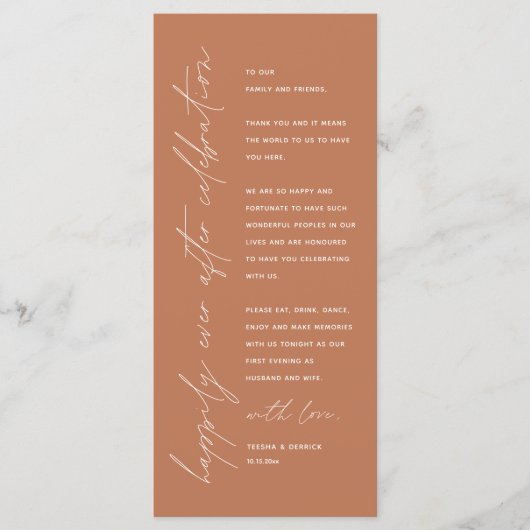 Minimale bruiloft Plaats instelling Hartelijk dank Programma (Voorkant)