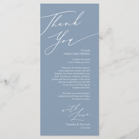 Minimale bruiloft Plaats instelling Hartelijk dank Programma (Voorkant)