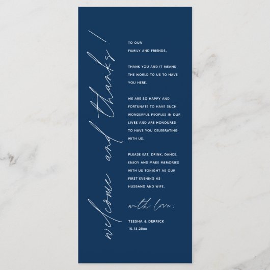 Minimale bruiloft Plaats instelling Hartelijk dank Programma (Voorkant)