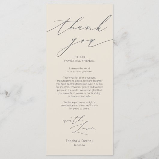 Minimale bruiloft Plaats instelling Hartelijk dank Programma (Voorkant)