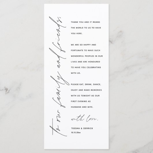 Minimale bruiloft Plaats instelling Hartelijk dank Programma (Voorkant)