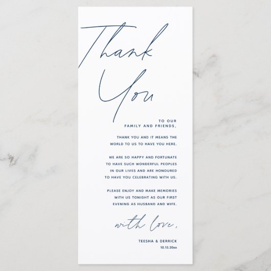 Minimale bruiloft Plaats instelling Hartelijk dank Programma (Voorkant)