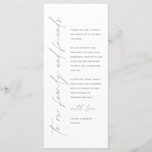 Minimale bruiloft Plaats instelling Hartelijk dank Programma (Voorkant)