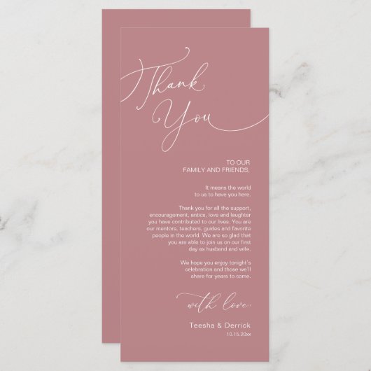 Minimale bruiloft Plaats instelling Hartelijk dank Programma (Voorkant / Achterkant)