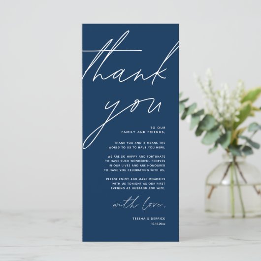 Minimale bruiloft Plaats instelling Hartelijk dank Programma (Staand voorkant)