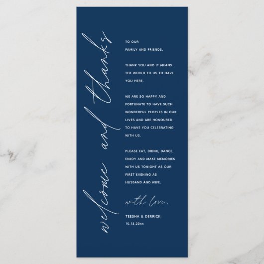 Minimale bruiloft Plaats instelling Hartelijk dank Programma (Voorkant)