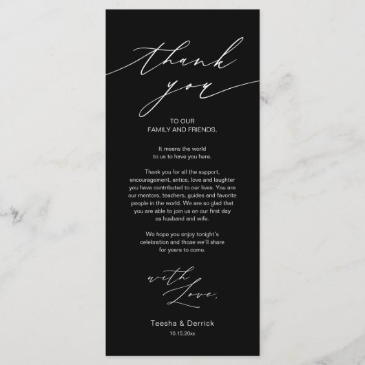 Minimale bruiloft Plaats instelling Hartelijk dank Programma (Voorkant)