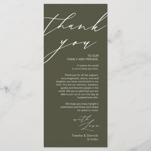 Minimale bruiloft Plaats instelling Hartelijk dank Programma (Voorkant)