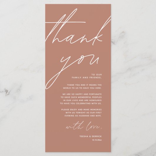 Minimale bruiloft Plaats instelling Hartelijk dank Programma (Voorkant)