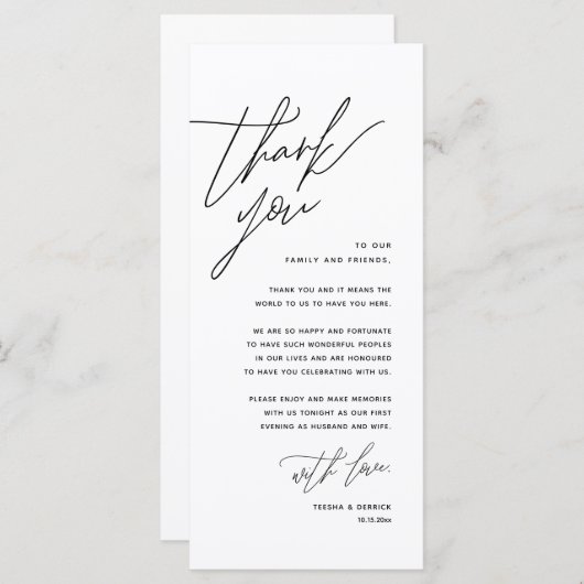 Minimale bruiloft Plaats instelling Hartelijk dank Programma (Voorkant / Achterkant)