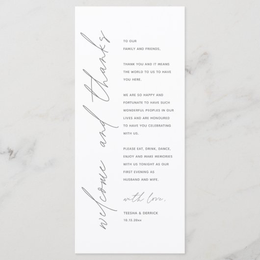 Minimale bruiloft Plaats instelling Hartelijk dank Programma (Voorkant)