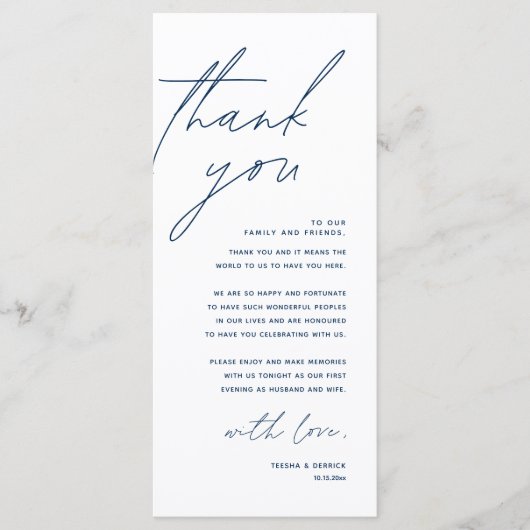 Minimale bruiloft Plaats instelling Hartelijk dank Programma (Voorkant)