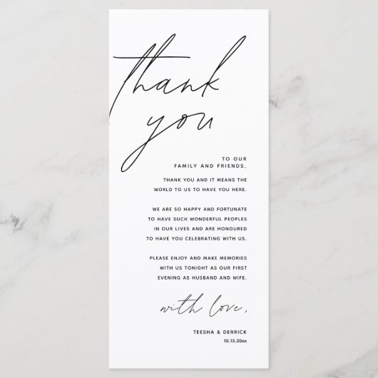 Minimale bruiloft Plaats instelling Hartelijk dank Programma (Voorkant)