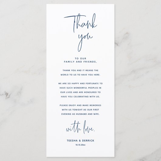 Minimale bruiloft Plaats instelling Hartelijk dank Programma (Voorkant)