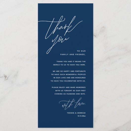 Minimale bruiloft Plaats instelling Hartelijk dank Programma (Voorkant)