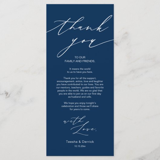 Minimale bruiloft Plaats instelling Hartelijk dank Programma (Voorkant)