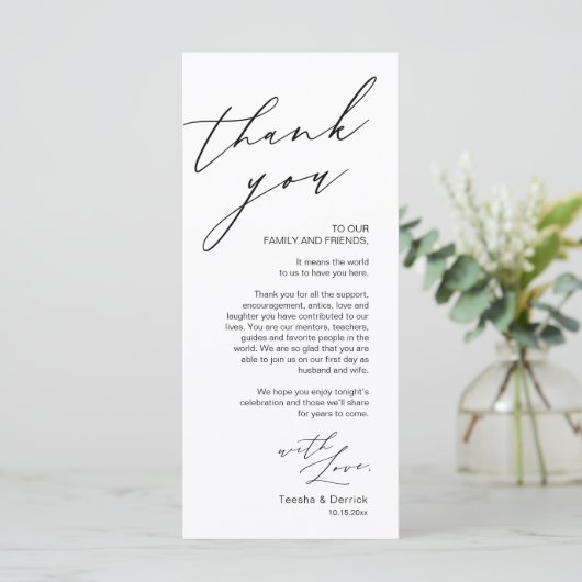 Minimale bruiloft Plaats instelling Hartelijk dank Programma (Staand voorkant)