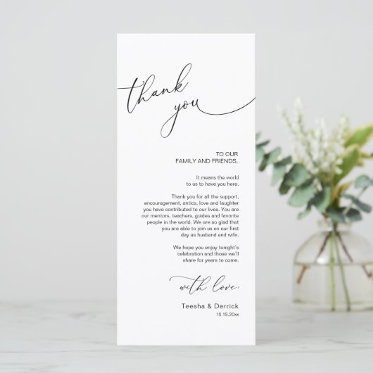Minimale bruiloft Plaats instelling Hartelijk dank Programma (Staand voorkant)