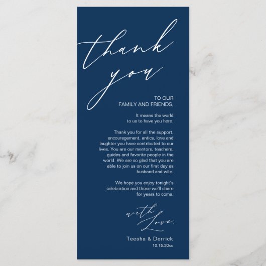 Minimale bruiloft Plaats instelling Hartelijk dank Programma (Voorkant)