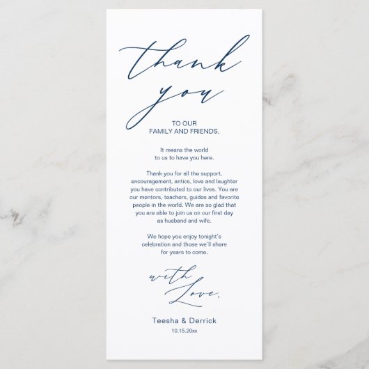 Minimale bruiloft Plaats instelling Hartelijk dank Programma (Voorkant)