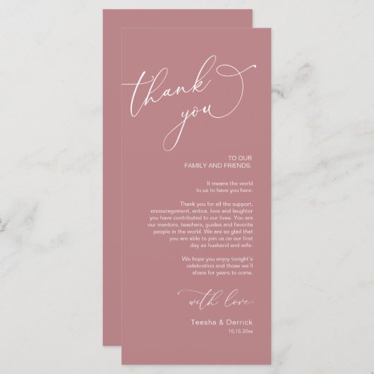 Minimale bruiloft Plaats instelling Hartelijk dank Programma (Voorkant / Achterkant)