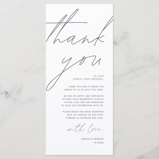 Minimale bruiloft Plaats instelling Hartelijk dank Programma (Voorkant)