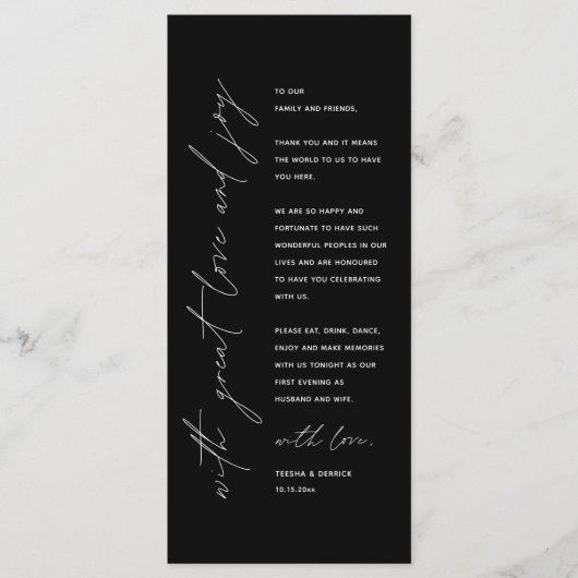 Minimale bruiloft Plaats instelling Hartelijk dank Programma (Voorkant)