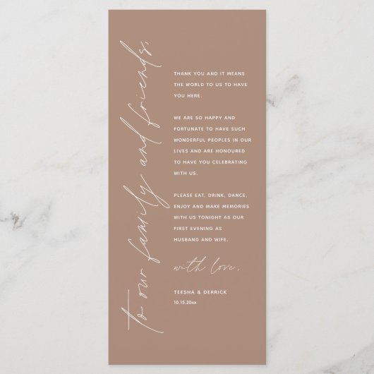 Minimale bruiloft Plaats instelling Hartelijk dank Programma (Voorkant)