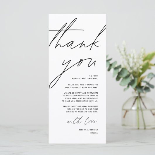 Minimale bruiloft Plaats instelling Hartelijk dank Programma (Staand voorkant)