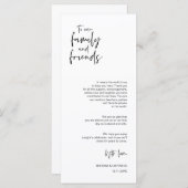 Minimale, bruiloft-plaatsinstelling Dank u wel kaa Programma (Voorkant / Achterkant)