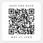 Minimale bruiloft QR-code Opslaan datum Vierkante Sticker (Voorkant)