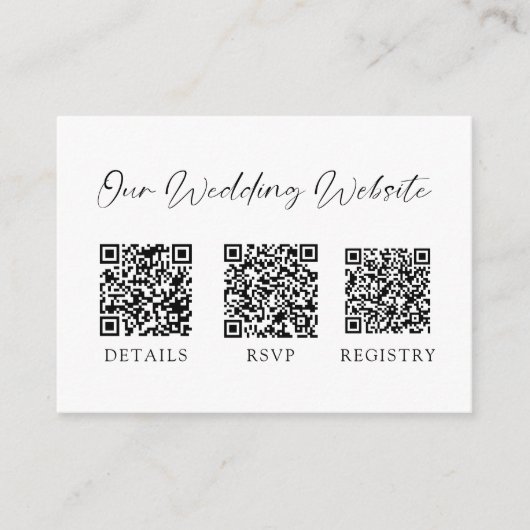 Minimale bruiloft QR-code RSVP Gift Registry Informatiekaartje (Voorkant)