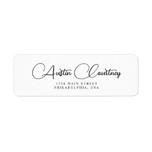 Minimale bruiloft voor zwarte en witte kalligrafie etiket