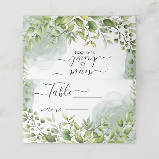 minimale bruiloften waterverf blad groen (Buitenkant ongevouwen)