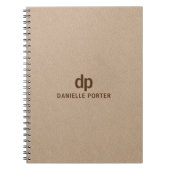 Minimale bruin beige lederen textuur print notitieboek (Voorkant)