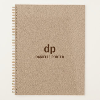 Minimale bruin beige lederen textuur print planner