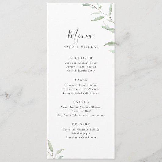 Minimale bruinrustige bruiloft menu (Voorkant)
